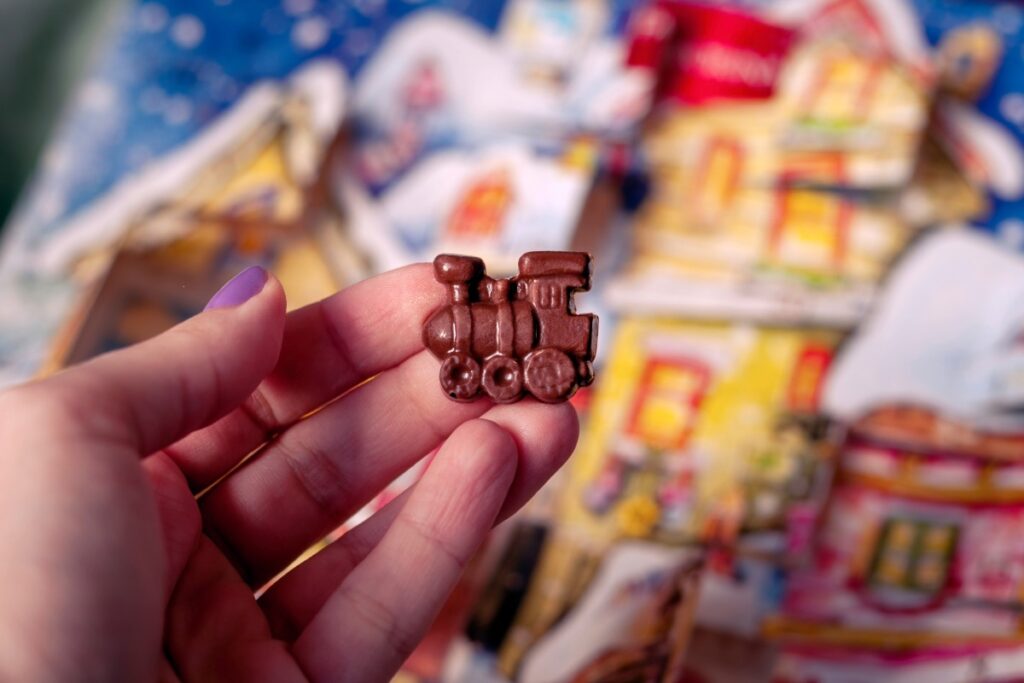 french artisanal advent calendar with chocolate