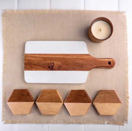 Personalized Cutting Board with Coaster Set