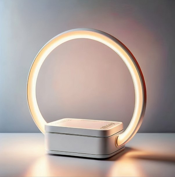 Bedside Touch Lamp with Alarm Clock and Wireless Charging