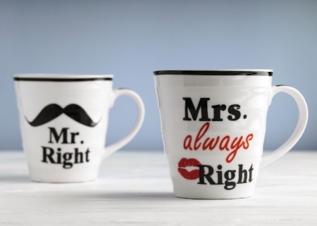"Mr. Right, Mrs. Always Right" Coffee Mugs for Newlyweds