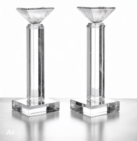 Set of Two Crystal Candle Holders