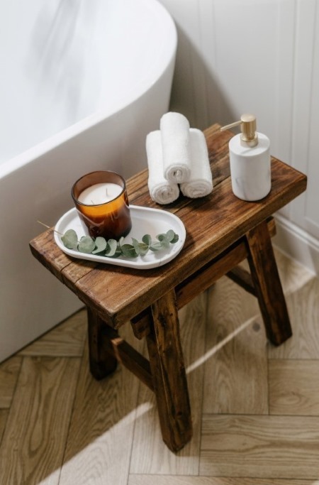 Freestanding Bamboo Bath Tray Caddy