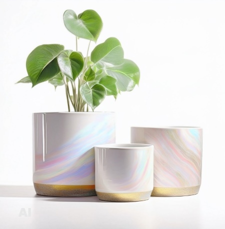 Ceramic Pot - Rainbow Pearl Glaze