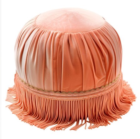 Peach Upholstered Round Ottoman