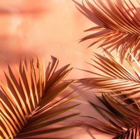 Peach Palm Leaves Removable Wallpaper