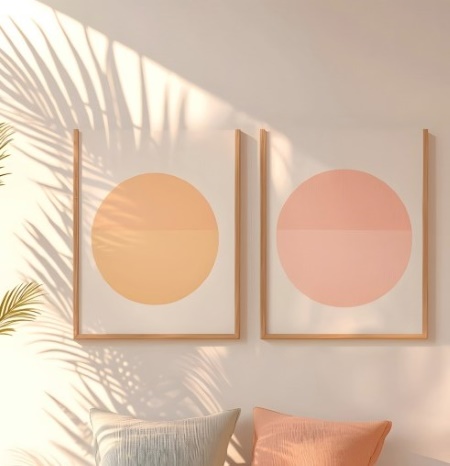 Decorative Artwork in Boho Style with Wood Frame