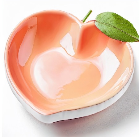 Four Ceramic Appetizer Plates in Peach Shape