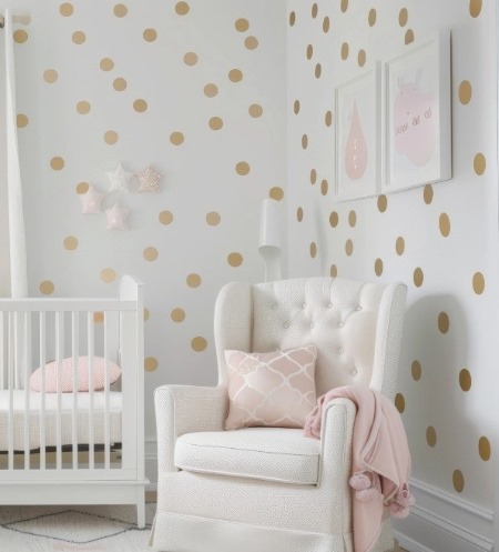 Peach Polka Dots Wall Decals Stickers