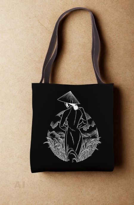 Silhouette Vietnamese Woman Unique Art Vietnam Vet-Fan Tote Bag